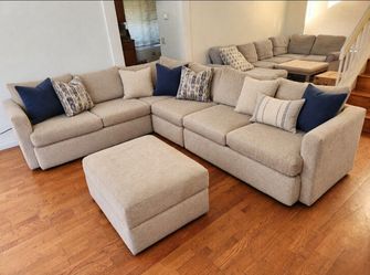 Living Spaces Sectional + Matching Ottoman
