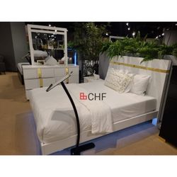 Underbed LED Contemporary White , Gold  Twin / Full / Queen  / Eastern King Size Bed Frame 