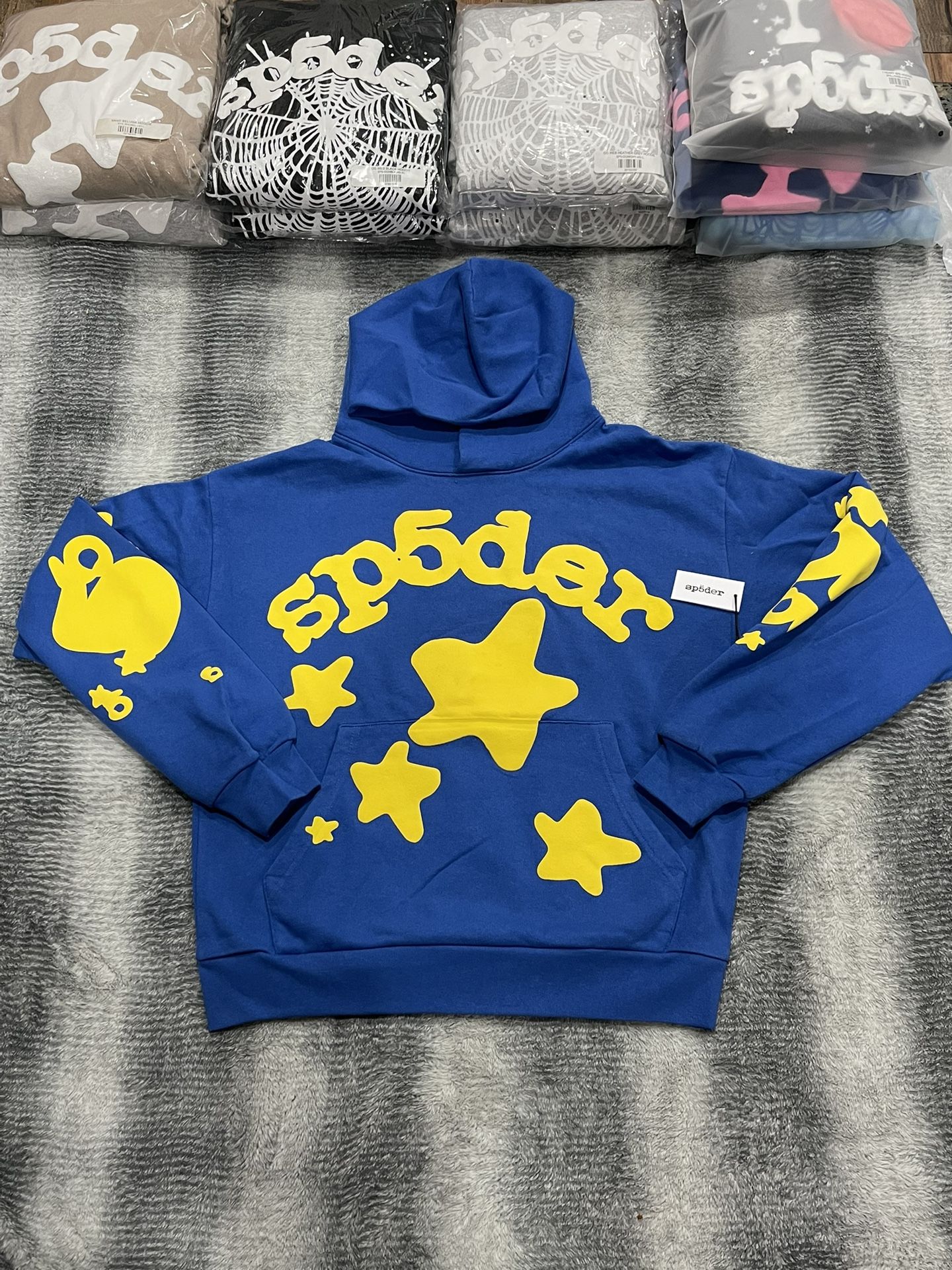 Size X-Large Sp5der TC5 Beluga Hoodie Blue