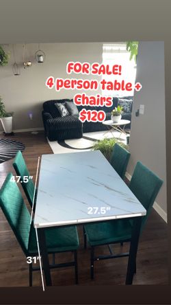 Emerald green Chairs With Table 