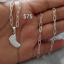 925 Sterling Silver Chain With The Pendant/Cadena Con Dije De Plata 925