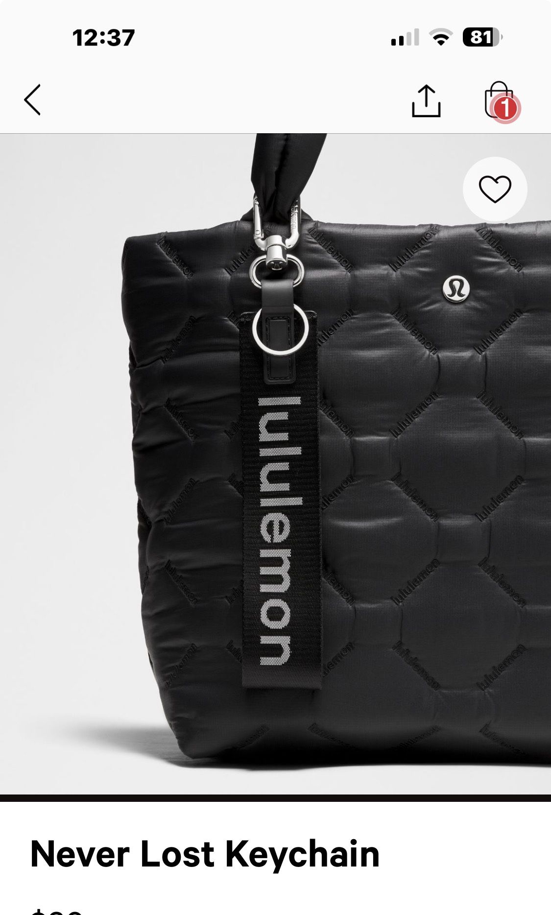 LULULEMON NEVER LOST KEYCHAIN NEW