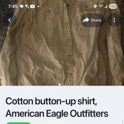 American Eagle Size Small Mens White Pearl Snap Button Up Slim Fit