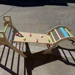 Pikler Triangle Set, Toddler Wooden Climbing Toys Indoor 7in1 Foldable Climber for Kids