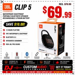 JBL Clip 5 Battery Rechargeable Bluetooth Speaker 12 Hour Water Proof 🚨 Payment Options Available 🚨 No Credit Needed 🚨