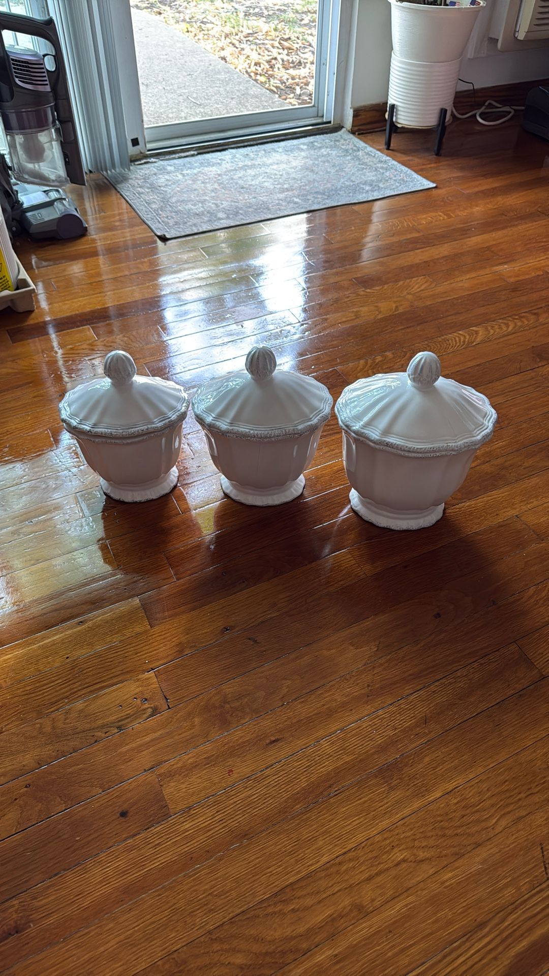 (3) Pieces Containers Set For Sugar Coffee And Tea