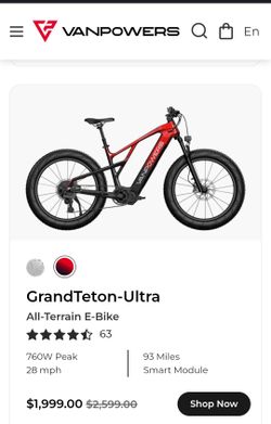 Vanpowers GrandTeton Ultra electric bike ebike 26" fat tire
