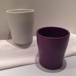 MID CENTURY MODERN - (2) CERAMIC PLANT POTS - (Hand Made In Germany, Excellent Quality, Mint Condition)