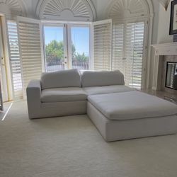 Restoration Hardware Cloud Modular Sofa (Right-Arm 2-Seater + Chaise + Ottoman) – Pre-Owned, Like New