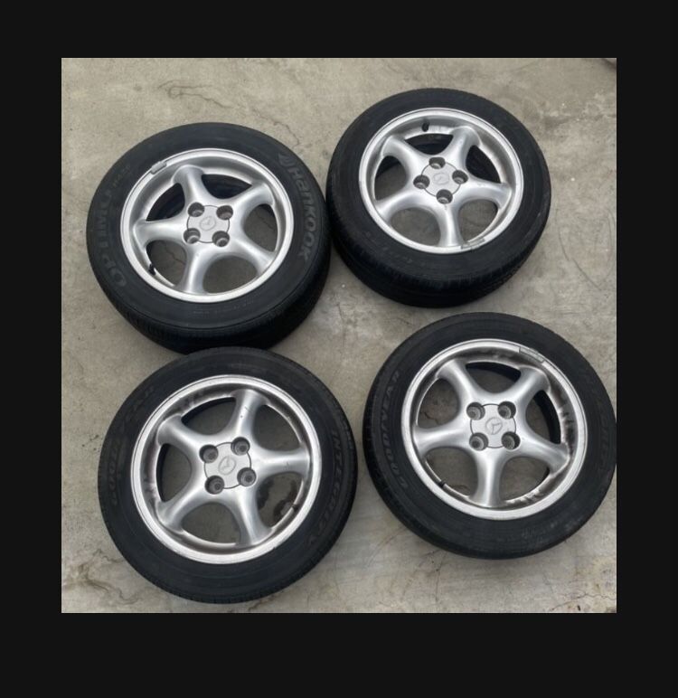4 X 185/60r15 4x100 4x3.94 Mazda Miata NB Stock Rims Wheels with Tires!!