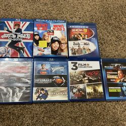 Multi feature Blu-ray movie collections Austin Powers, 5 Rambo, Wayne’s World,300, Running Man, etc 20 movies total