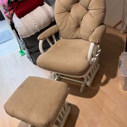 Clean Comfy Cushy Rocking Chair With Ottoman