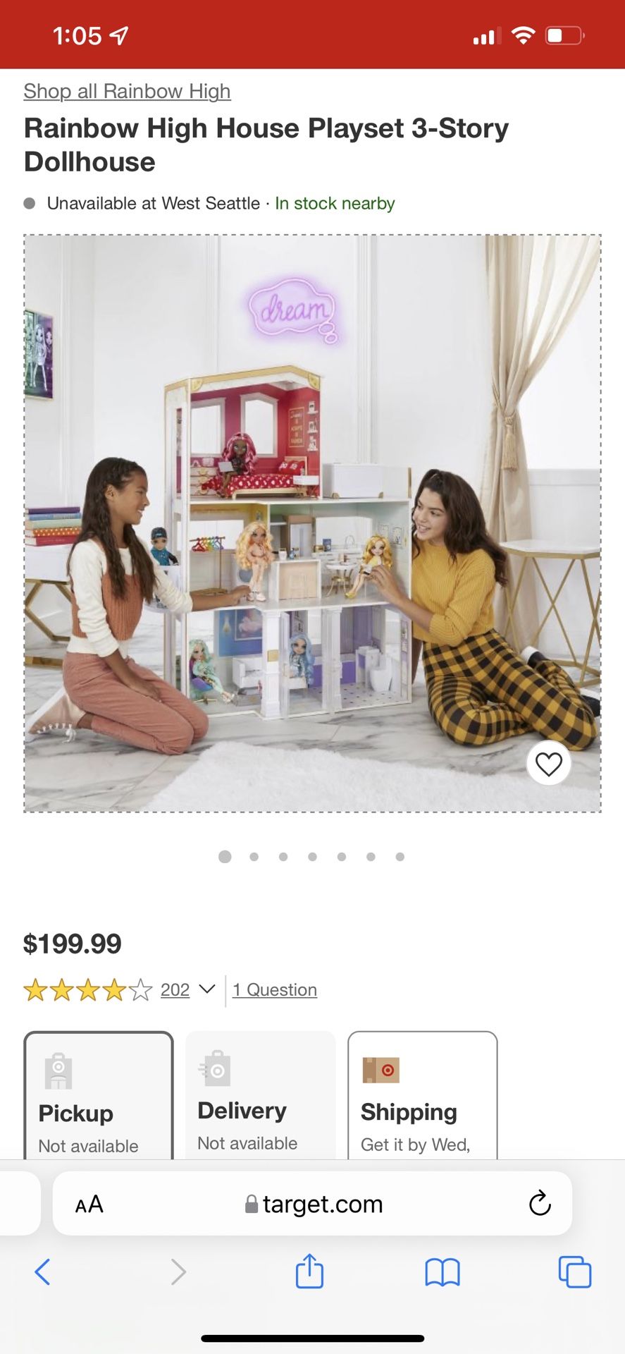 Rainbow High House Playset- 3-Story Wood Doll House (4-ft Tall and 3-ft Wide)