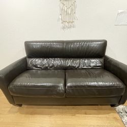 Calia Italia Leather Loveseat Sofa