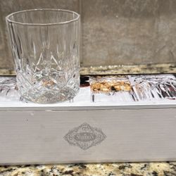 Shannon Crestal Oxford Set Of 4 Crystal Double Old Fashioned Glasses