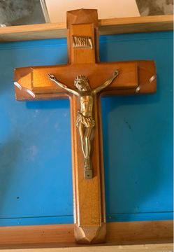 Wooden cross with Jesus Wooden cross with Jesus