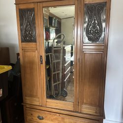Beautiful Antique Wood Wardrobe Closet