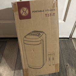 JYX Karaoke Machine, Portable Bluetooth Speaker with 2 Wireless Microphones, Party Speaker with Dj Lights, Remote, T37-T