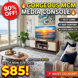 🔥 Mid Century Modern TV Console / Credenza (600.5”) – LIKE NEW!