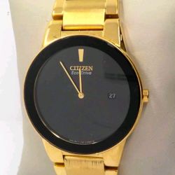 CITIZEN AXIOM BLACK DIAL GOLD-TONE ECO-DRIVE MEN'S WATCH AU1062-56E Retail:$395