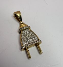 14k gold electronic plug with natural diamonds