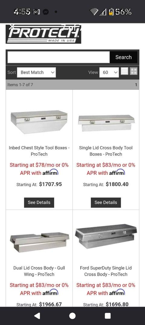 Pro Tech Gull Wing Industrial Truck Toolbox For Full Size Truck W Key 