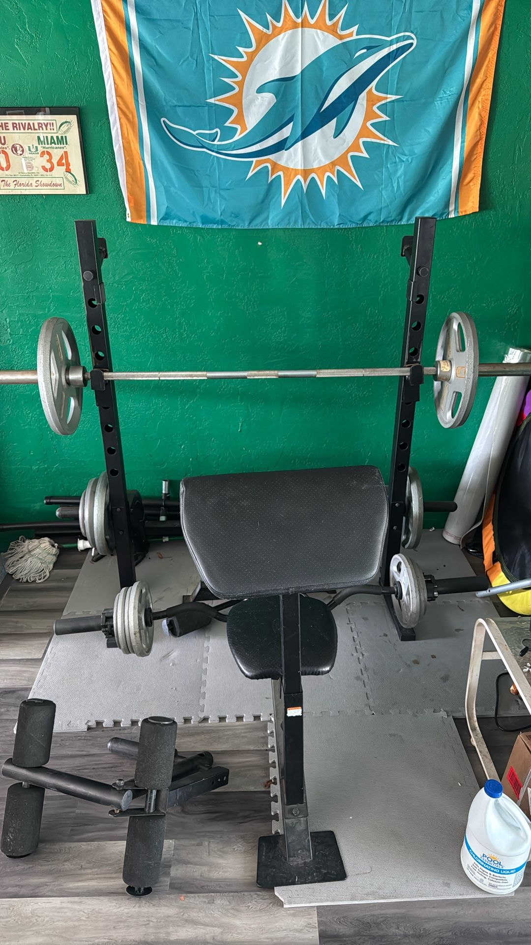 Weight Bench, Bars & Weights $250