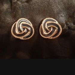 St JOHNS CELTIC KNOT / LOVERS KNOT EARRINGS Heavy Plate ~ Clip Ons 