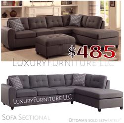 New linen grey sofa sectional with pillows