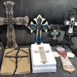 Lot of 7 Crosses Wall Hanging Decor