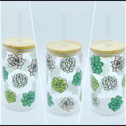 1 Succulent Libby Cup W/ Bamboo Straw 