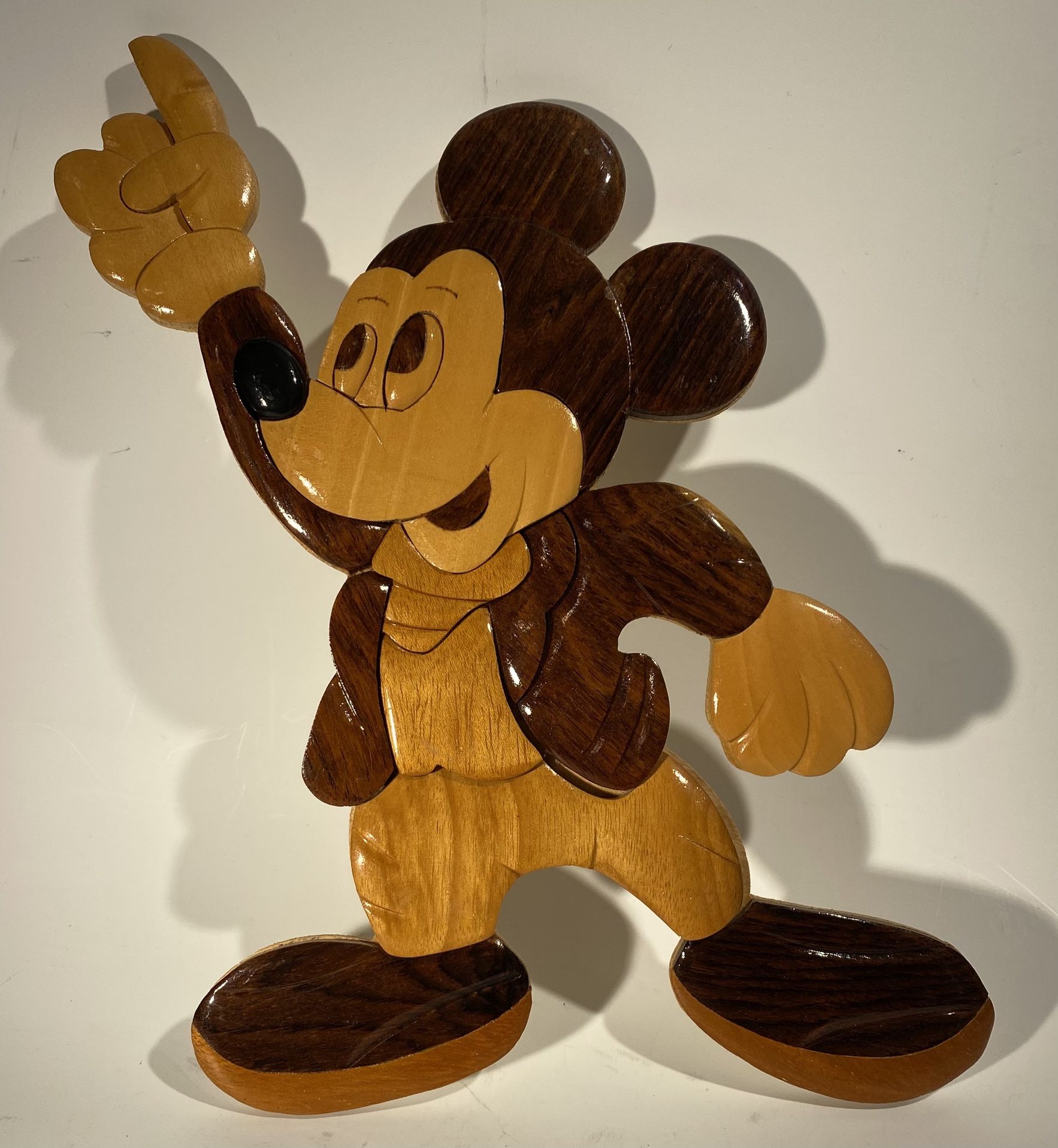 Vintage Intarsia Large Wood Carved Mickey Mouse Wall Plaque