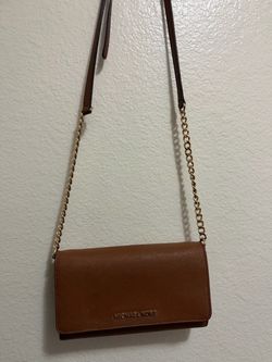 Michael Kors Brown Saffiano Leather Crossbody Wallet