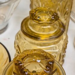 Vintage Amber L.E. Smith Imperial Honey Glass Canisters