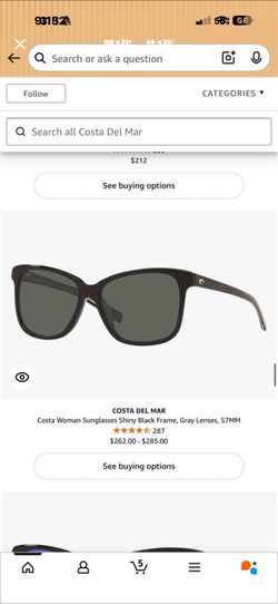 Costa Woman Sunglasses Shiny Black Frame, Gray Lenses, 57MM