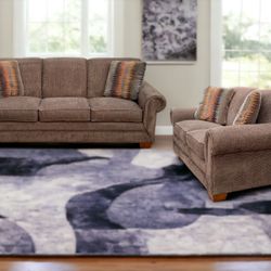 La-Z-Boy Mackenzie Brown Fabric 3-Seat Couch & Loveseat Set