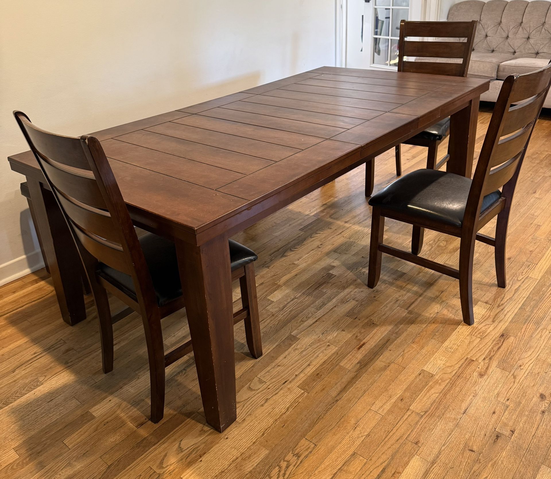 Dining Room Table. With Three Chairs And Bench.
