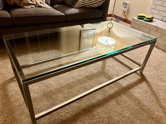 Glass Top Coffee Table with Metal Frame
