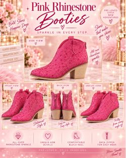 Pink Rhinestone Western Ankle Booties