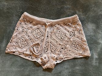 Crochet Knit Shorts with Drawstring