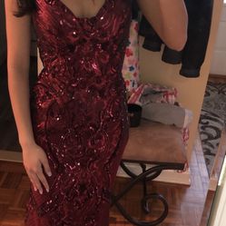 Maroon Morilee Designer Prom Dress Size 4