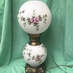 Hand painted hurricane lamp, gone with the wind lamp, MCM lamp, victorian lamp,
