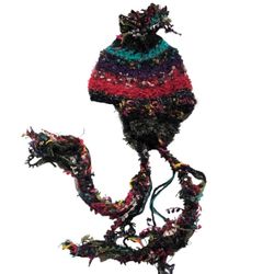 NWOT Steve Madden Cozy Black Multi Colored PomPom Winter Hat