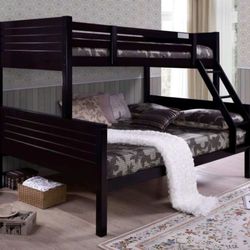 Bunk Bed Frame Twin Over Full Size Color Espresso Or White