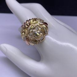 14k Lion CZ Ring 