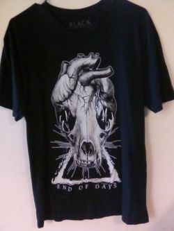 🔥 ONLY $10!! GREAT RARE FLAWLESS COND LG BLK END OF DAYS 100 COTTON SHIRT  