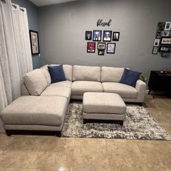 Grey L Shaped Sectional Couch - FREE DELIVERY