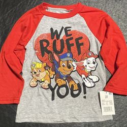 Paw Patrol 2T We Ruff You Long Sleeve Shirt New