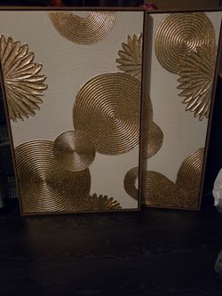 Gold Textured Wall Art Canvas Set of 2