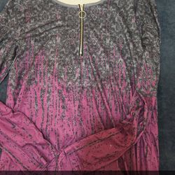 purple and gray blouse